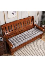 Living and Home 170cm L x 48cm W Button Tufted Beach Lounge Chair Cushion Garden Bench Seat Pad in Grey - Size: 170 cm L x 48 cm W - thumbnail 2