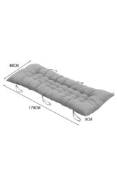 Living and Home 170cm L x 48cm W Button Tufted Beach Lounge Chair Cushion Garden Bench Seat Pad in Grey - Size: 170 cm L x 48 cm W - thumbnail 3