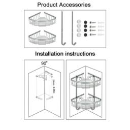 SPETLEK SHOWER CADDY BATHROOM STORAGE 2 Tier in Silver - thumbnail 3