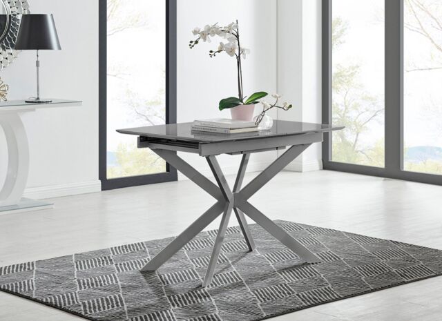 FurnitureboxUK Lira 100cm Rectangular Extending High Gloss 4-6 Seat Dining Table in Grey - image 1