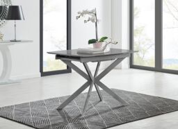 FurnitureboxUK Lira 100cm Rectangular Extending High Gloss 4-6 Seat Dining Table in Grey