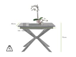 FurnitureboxUK Lira 100cm Rectangular Extending High Gloss 4-6 Seat Dining Table in Grey - thumbnail 6