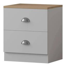 FORGEVIO White Bedside Table Cabinet 2 Drawer Metal Cup Handles