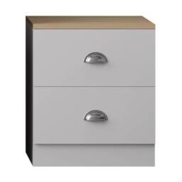 FORGEVIO White Bedside Table Cabinet 2 Drawer Metal Cup Handles - thumbnail 3
