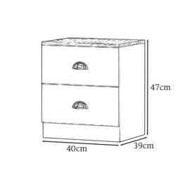 FORGEVIO White Bedside Table Cabinet 2 Drawer Metal Cup Handles - thumbnail 2