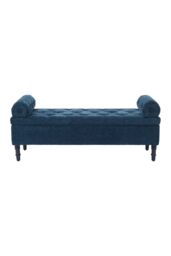 Living and Home Chenille Upholstered Storage Bench in Blue - thumbnail 4