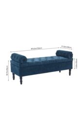 Living and Home Chenille Upholstered Storage Bench in Blue - thumbnail 3