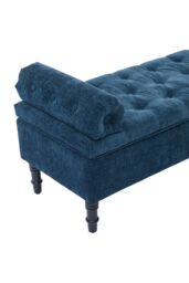 Living and Home Chenille Upholstered Storage Bench in Blue - thumbnail 7