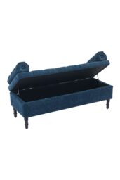 Living and Home Chenille Upholstered Storage Bench in Blue - thumbnail 5