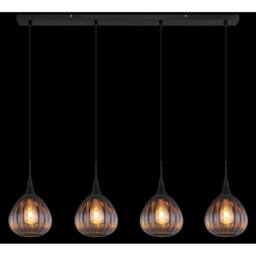 Netlighting Olsen Bar Pendant Ceiling Light Matt Black Smoke Glass Shade 4x E27 - thumbnail 5