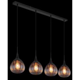 Netlighting Olsen Bar Pendant Ceiling Light Matt Black Smoke Glass Shade 4x E27 - thumbnail 4