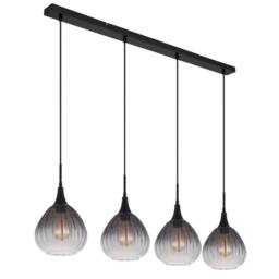 Netlighting Olsen Bar Pendant Ceiling Light Matt Black Smoke Glass Shade 4x E27 - thumbnail 2