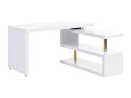 Vente-unique Extendable Desk With 360° Swivel Top - Lacquered MDF - White & Gold - thumbnail 9