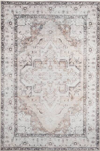 Kukoon Ivory Beige Distressed Extra Large Rug 280cm x 370cm Machine Washable - Size: 280 cm x 370 cm