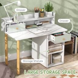 AIYAPLAY Kids Desk & Chair Set for Studying, Reading, Drawing in White - thumbnail 5
