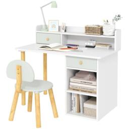 AIYAPLAY Kids Desk & Chair Set for Studying, Reading, Drawing in White - thumbnail 2