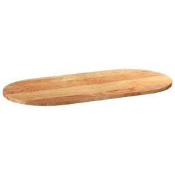 Berkfield Home Table Top Light Brown 100x50x2 cm Solid Wood Oak Oval - Size: 100 x 50 x 2 cm - thumbnail 4