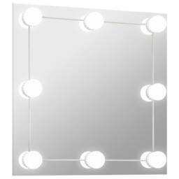 Berkfield Home Wall Mirror with LED Lights Square Glass in Silver - thumbnail 2