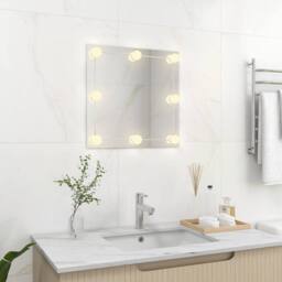 Berkfield Home Wall Mirror with LED Lights Square Glass in Silver - thumbnail 3