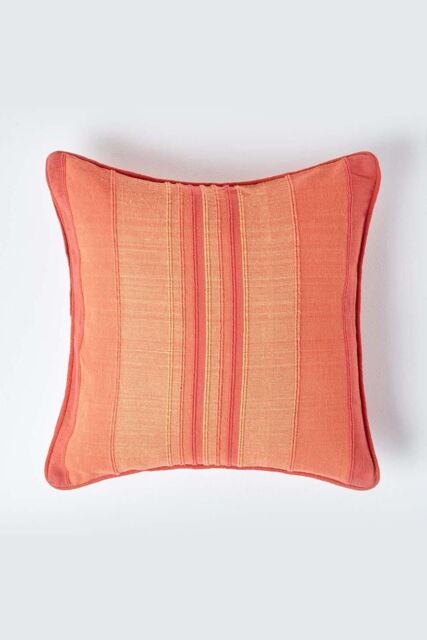Homescapes Cotton Striped Morocco Cushion Cover in Terracotta - Size: 45 cm x 45 cm - image 1