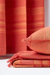Homescapes Cotton Striped Morocco Cushion Cover in Terracotta - Size: 45 cm x 45 cm - thumbnail 5