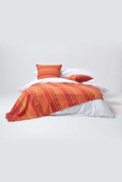 Homescapes Cotton Striped Morocco Cushion Cover in Terracotta - Size: 45 cm x 45 cm - thumbnail 4