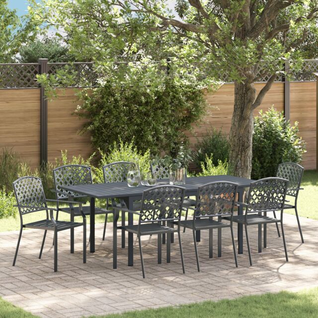 Berkfield Home 9 Piece Hallway Furniture Set Anthracite Steel in Black - image 1