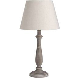 Wyld Haus Naples Farmhouse Rustic Grey Wooden Table Lamp with Cream Linen Shade in Beige - thumbnail 2