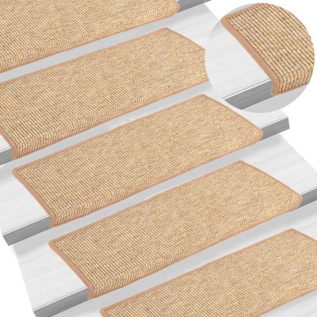 Berkfield Home Stair Mats Self-adhesive 15 pcs Light Brown 65x21x4 cm - Size: Medium - image 1
