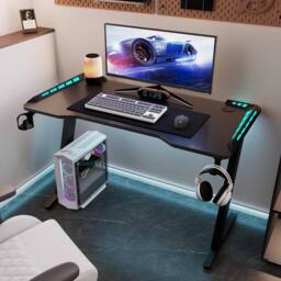 KEEPREAPER Stylish Computer Gaming Desk With LED Lights & Cup Holder in Black - thumbnail 8