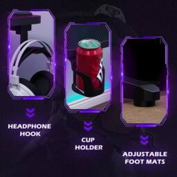 KEEPREAPER Stylish Computer Gaming Desk With LED Lights & Cup Holder in Black - thumbnail 7