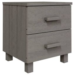 Berkfield Home Bedside Cabinets HAMAR 2 pcs Light Grey 40x35x44.5cm Solid Wood - Size: 40x35x44.5 cm - thumbnail 3
