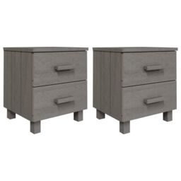 Berkfield Home Bedside Cabinets HAMAR 2 pcs Light Grey 40x35x44.5cm Solid Wood - Size: 40x35x44.5 cm - thumbnail 2