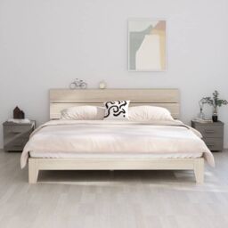Berkfield Home Bedside Cabinets HAMAR 2 pcs Light Grey 40x35x44.5cm Solid Wood - Size: 40x35x44.5 cm - thumbnail 1