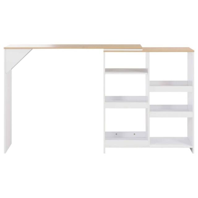 Berkfield Home Comfortable Bar Table with Moveable Shelf White 138x39x110 cm - Size: 138 x 39 x 110 cm - image 1