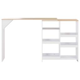 Berkfield Home Comfortable Bar Table with Moveable Shelf White 138x39x110 cm - Size: 138 x 39 x 110 cm - thumbnail 1
