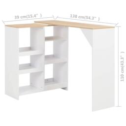 Berkfield Home Comfortable Bar Table with Moveable Shelf White 138x39x110 cm - Size: 138 x 39 x 110 cm - thumbnail 6
