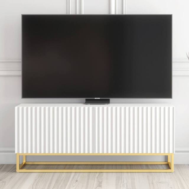 Mex Furniture LTD TV Unit Ripple 100cm - White with Fluted Doors - image 1