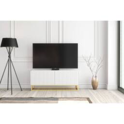 Mex Furniture LTD TV Unit Ripple 100cm - White with Fluted Doors - thumbnail 3