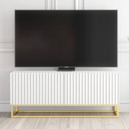 Mex Furniture LTD TV Unit Ripple 100cm - White with Fluted Doors - thumbnail 1