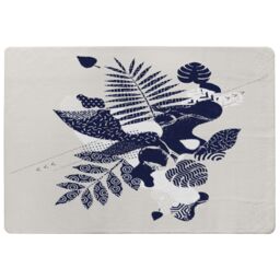 Benjamin Tate Design Prints Of Navy Autumn Leaves Rug in Natural - Size: Large - thumbnail 1