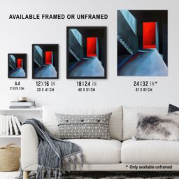 "Artery8 Bauhaus Door Staircase Modern Artwork Wall Art Print in Blue - Size: W24"" x H32""" - thumbnail 3