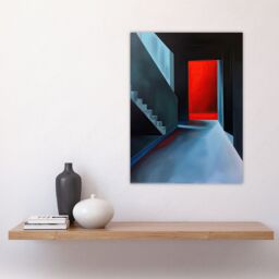 "Artery8 Bauhaus Door Staircase Modern Artwork Wall Art Print in Blue - Size: W24"" x H32""" - thumbnail 4