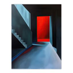 "Artery8 Bauhaus Door Staircase Modern Artwork Wall Art Print in Blue - Size: W24"" x H32""" - thumbnail 1