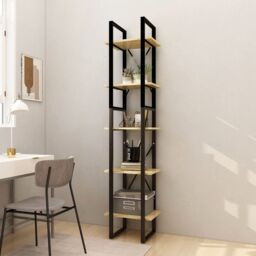 Berkfield Home 5-Tier Book Cabinet 40x30x175 cm Pinewood in Brown - Size: 40 x 30 x 175 cm - thumbnail 1