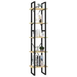 Berkfield Home 5-Tier Book Cabinet 40x30x175 cm Pinewood in Brown - Size: 40 x 30 x 175 cm - thumbnail 3