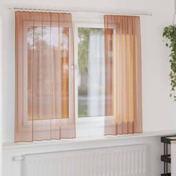 Berkfield Home Voile Curtains with Rod Pockets 2 pcs Terracotta - thumbnail 2