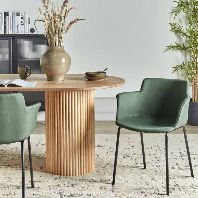 Wyld and Coco Green Polyester Dining Chair Set of 2 - Black Metal Legs - image 1