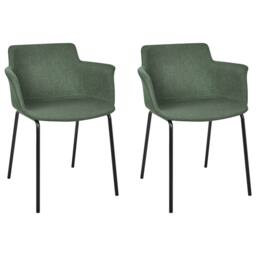 Wyld and Coco Green Polyester Dining Chair Set of 2 - Black Metal Legs - thumbnail 2