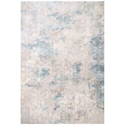 Kukoon Silver Blue Metallic Distressed Geometric Motif Low Pile Area Rug in Metallics - Size: 60 cm x 110 cm - thumbnail 1